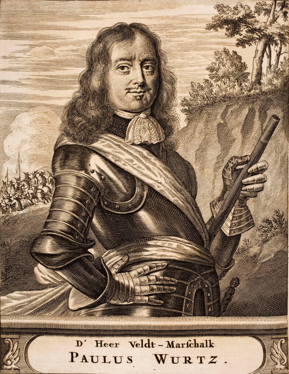 Portræt af Paul Würtz 1612-1676 Fra: Krigsscene, 1675. af Unbekannt