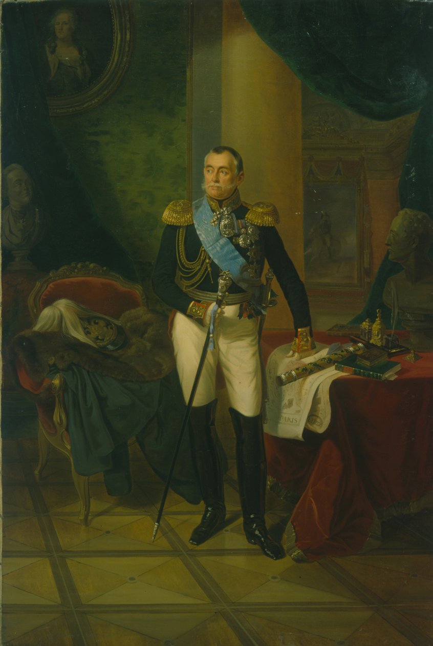 Portræt af prins Pyotr Volkonsky 1776-1852, ca. 1850 af Unbekannt