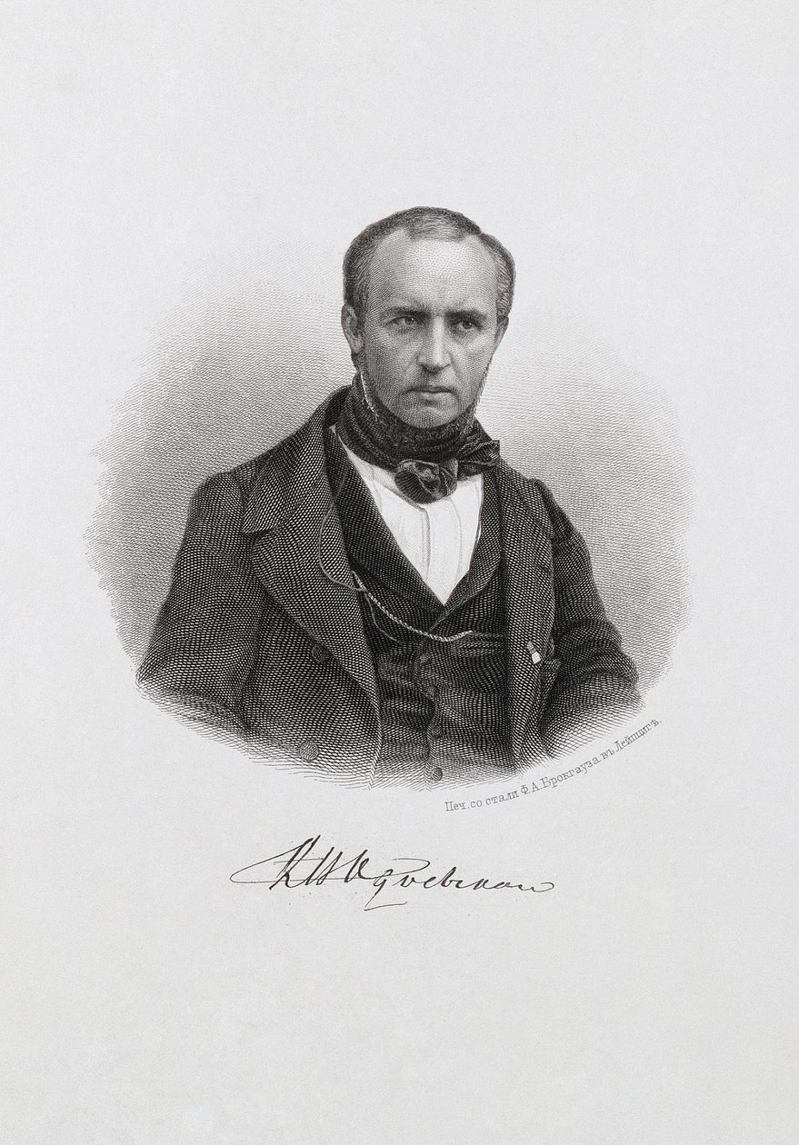 Portræt af prins Vladimir Fyodorovich Odoyevsky 1803-1869, ca. 1874 af Unbekannt