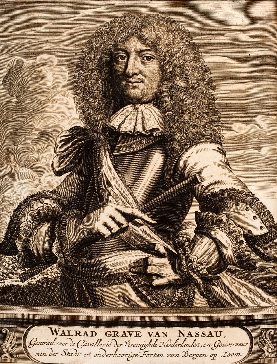 Portræt af prins Walrad af Nassau-Usingen 1635-1702 Fra: Krigsscene, 1675. af Unbekannt