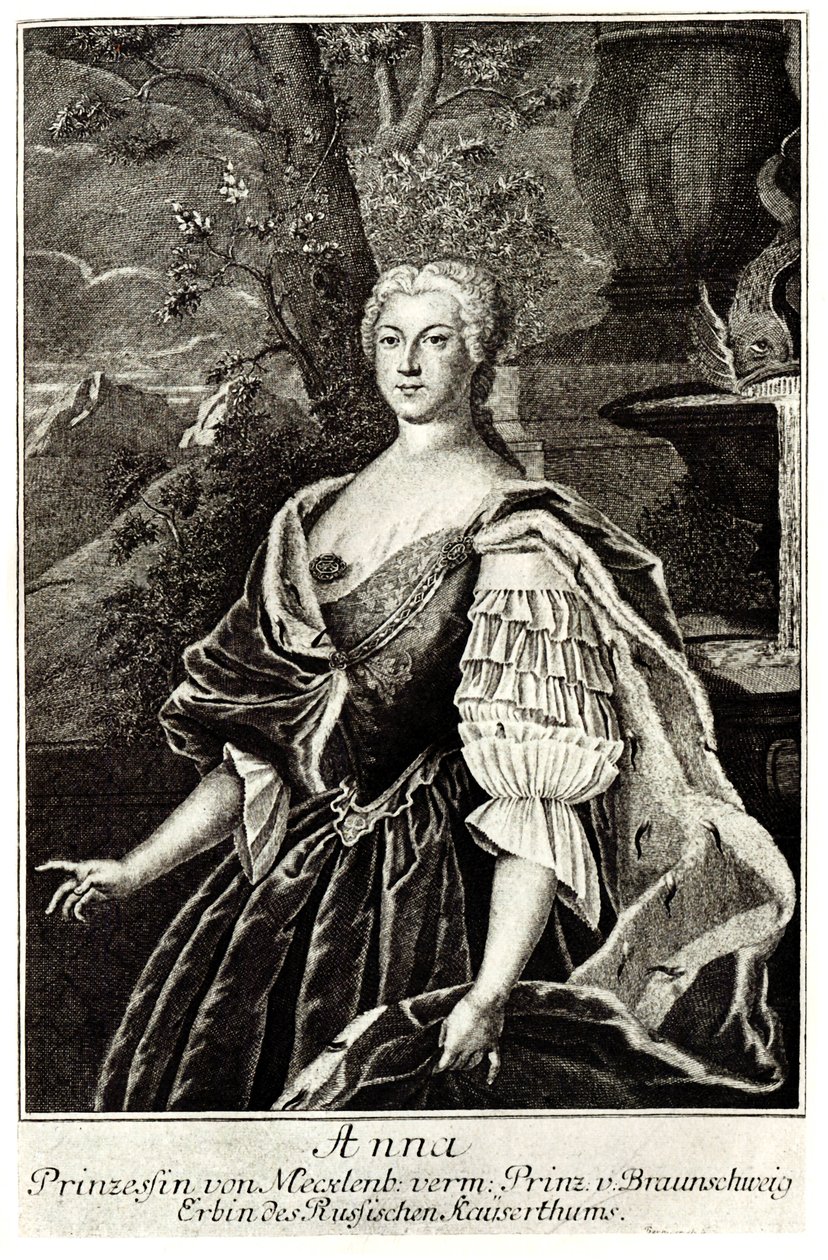 Portræt af prinsesse Anna Leopoldovna 1718-1746, zarens Ivan VI