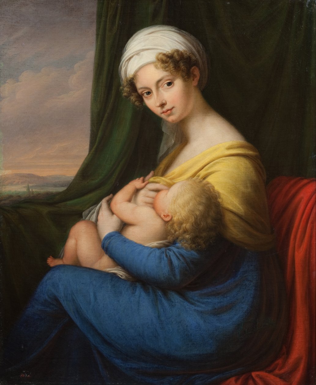 Portræt af prinsesse Maria Fyodorovna Baryatinskaya, født Keller 1792-1858 med søn, 1820