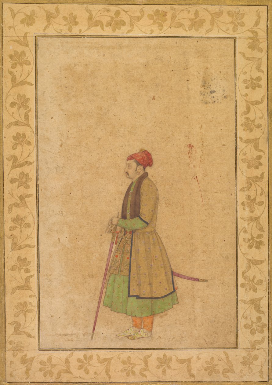 Portræt af Raja Ram Singh af Amber r. 1667-1688 med et Deccan-sværd, ca. 1680-1685. af Unbekannt
