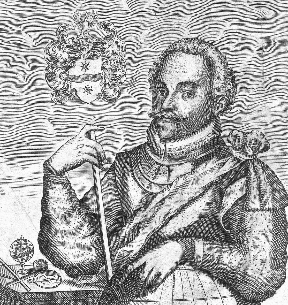 Portræt af Sir Francis Drake. Frontispice fra The World Encompassed, 1628 af Unbekannt