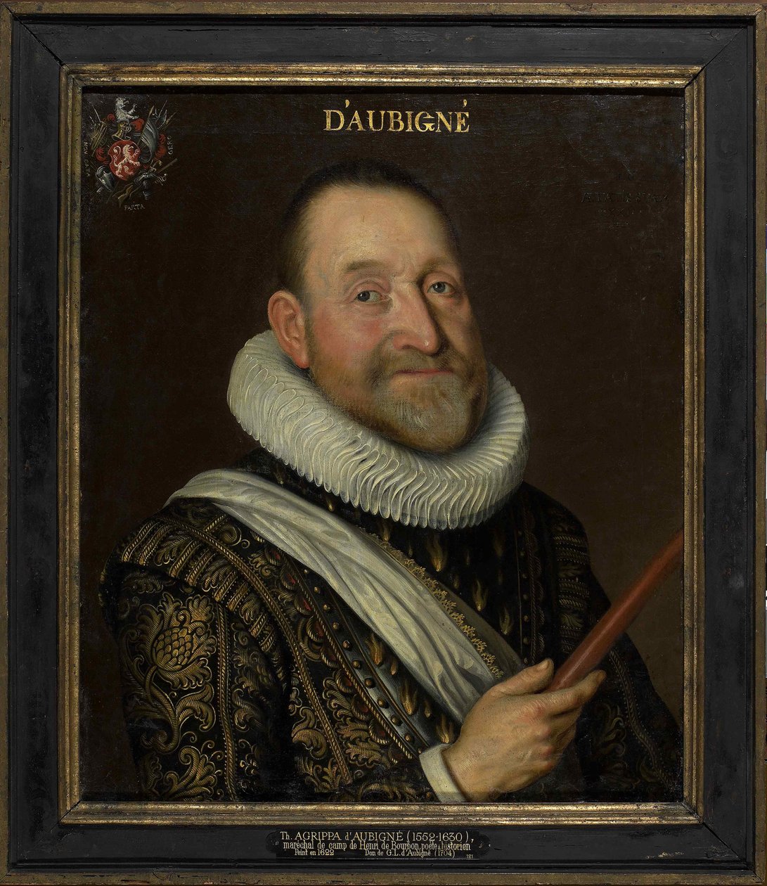 Portræt af Théodore Agrippa, chevalier dAubigné 1552-1630, første tredjedel af det 17. årh. af Unbekannt