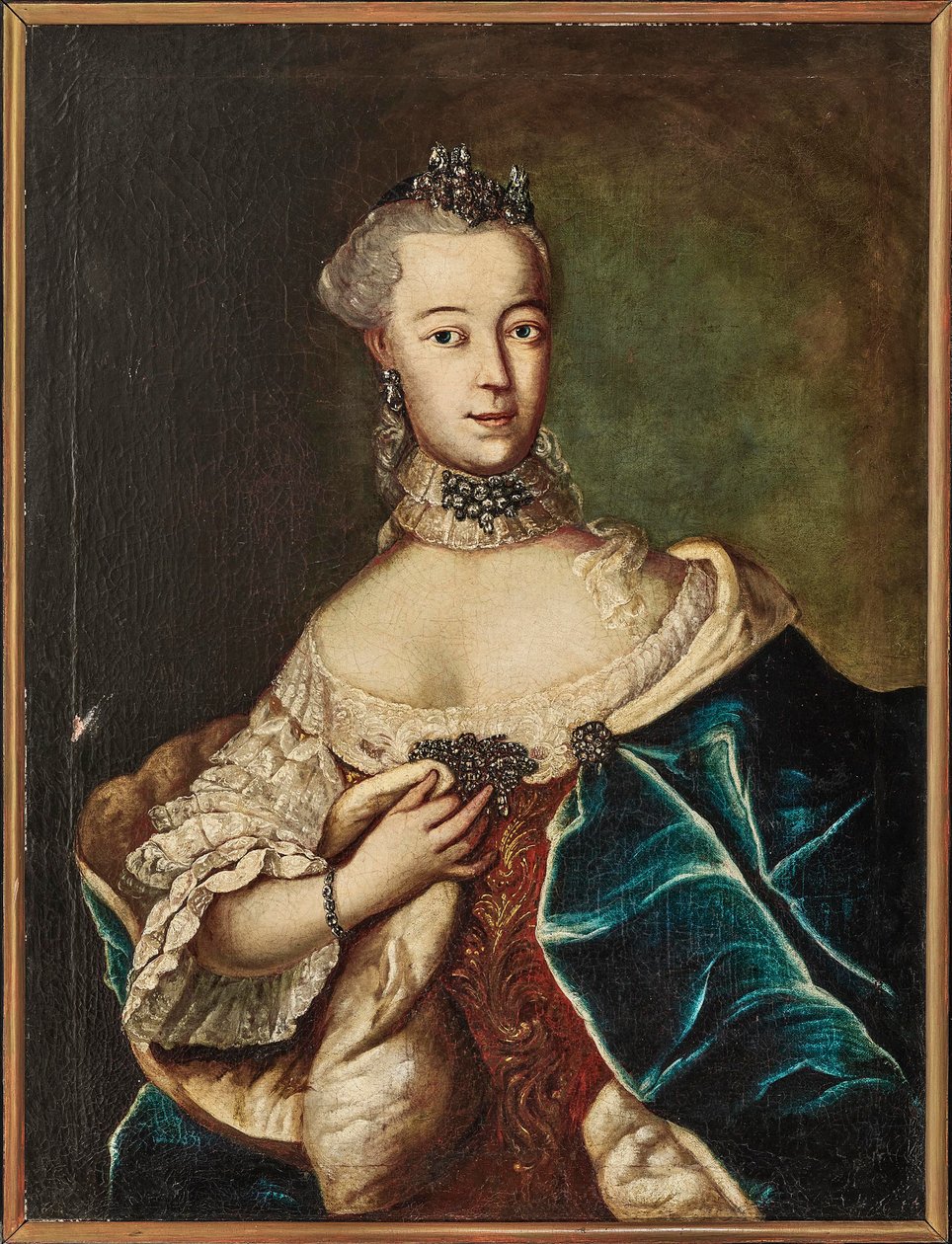 Portræt af en Friederike Caroline von Sachsen-Coburg-Saalfeld, markgrevin af..., 1700-tallet. af Unbekannt