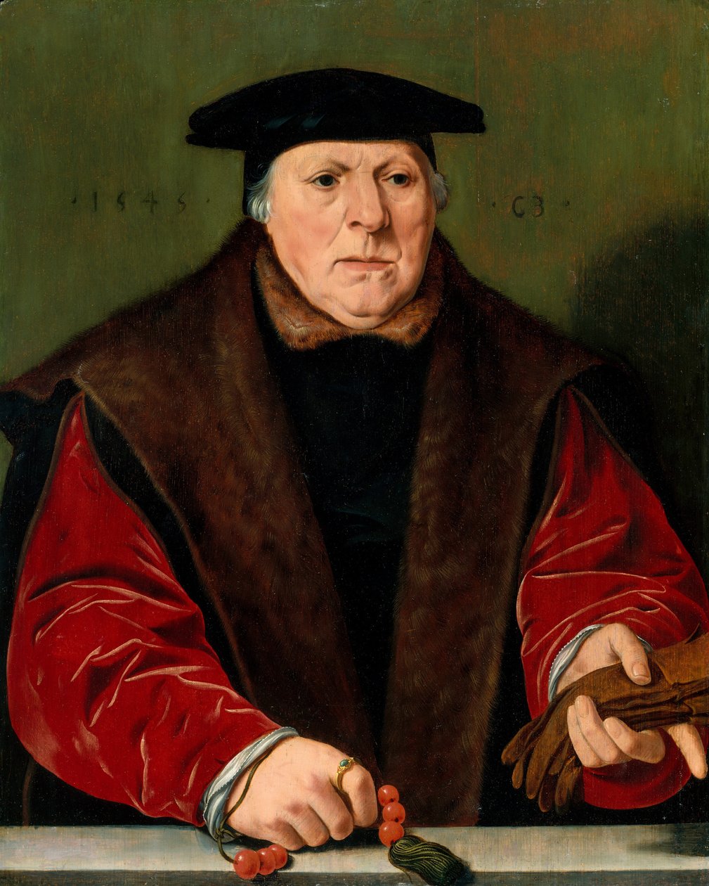 Portræt af en mand med rosenkrans, 1545. af Unbekannt