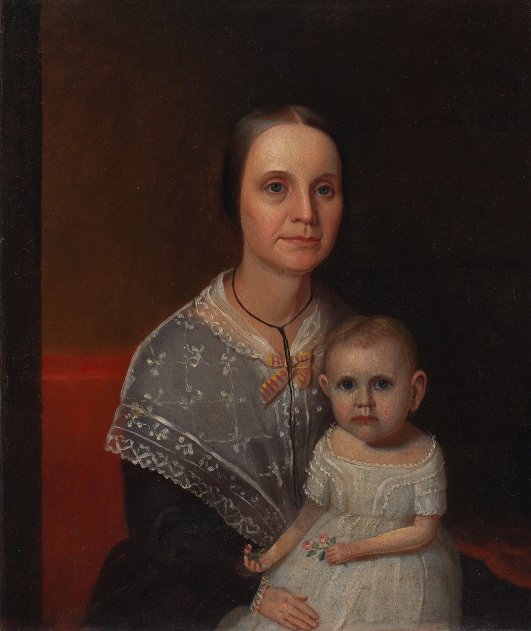 Portræt af en mor og et barn, ca. 1850. af Unbekannt