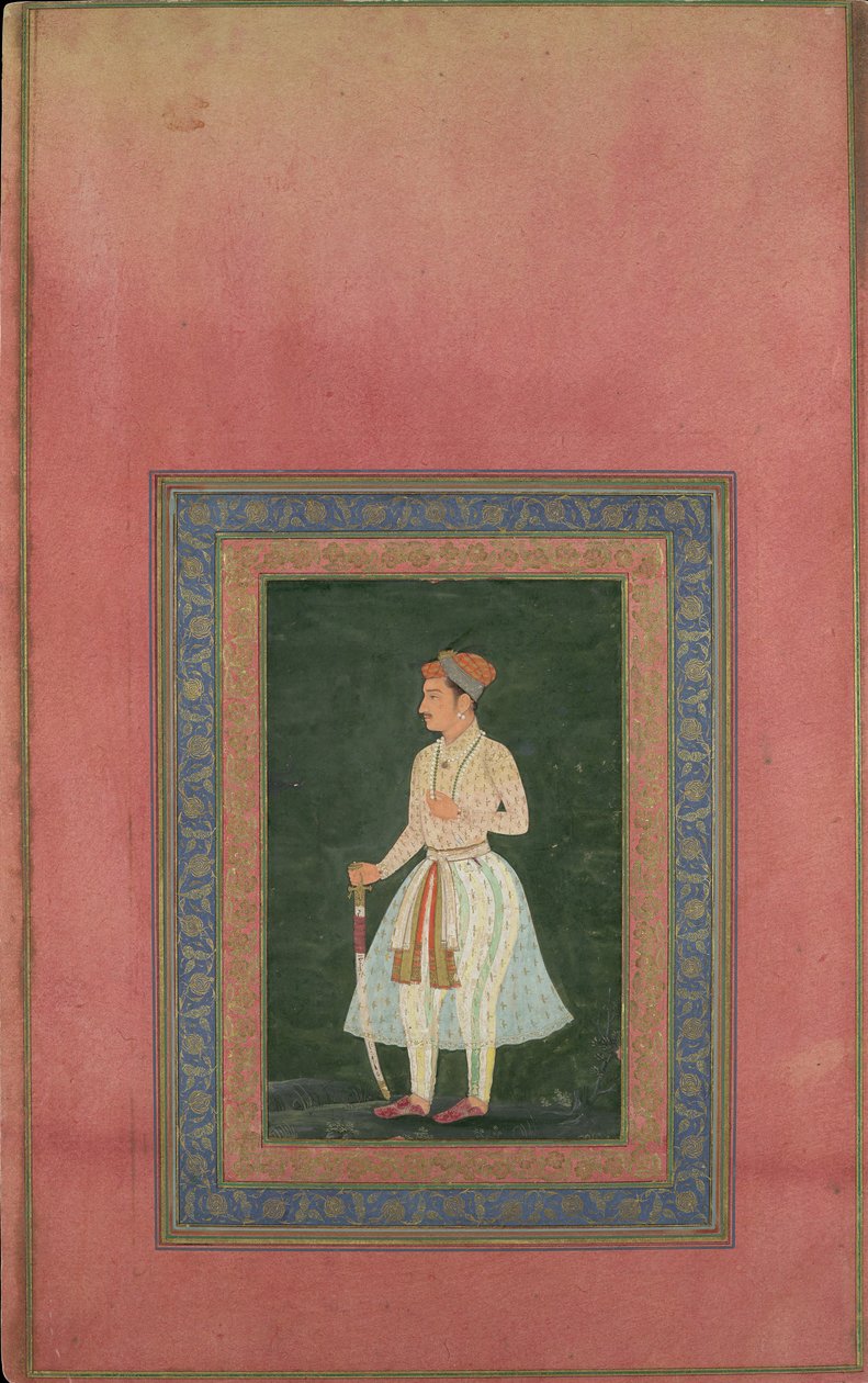 Portrait of a Noble in Gauzy White Costume, Folio fra Davis Album, 1600-tallet. af Unbekannt