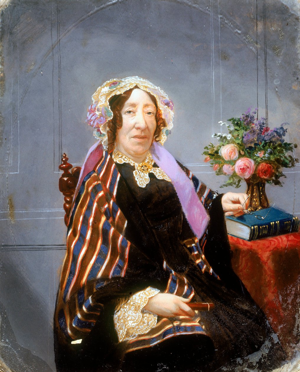 Portræt af en dame, håndkoloreret ambrotypi, c 1860 af Unbekannt