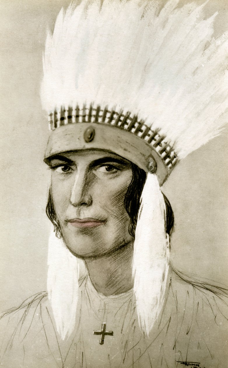 Portræt af en amerikansk indianer, det 20. århundrede af Unbekannt