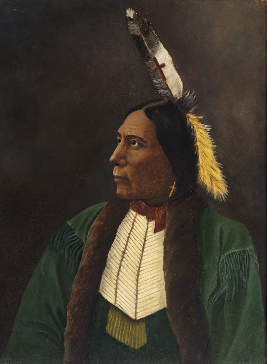 Portræt af en amerikansk indianer, ca. 1900. af Unbekannt