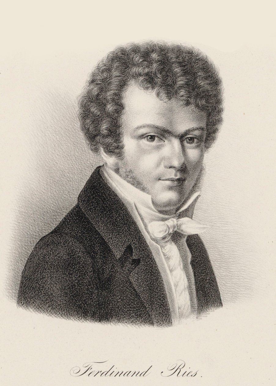 Portræt af pianist og komponist Ferdinand Ries 1784-1838, ca. 1830. af Unbekannt