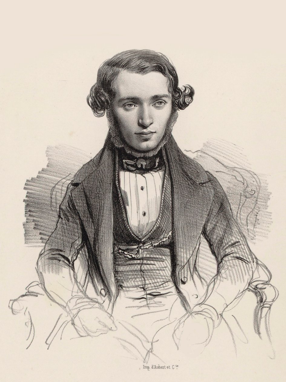 Portræt af pianist og komponist Jacob Rosenhain 1813-1894, 1845. af Unbekannt