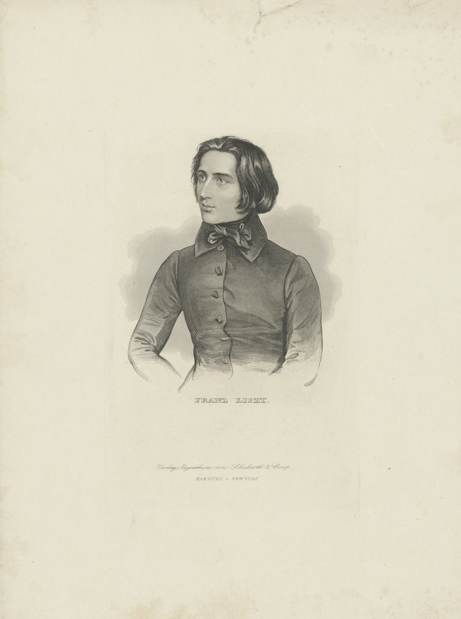 Portræt af komponisten Franz Liszt 1811-1886, 1840-1850. af Unbekannt
