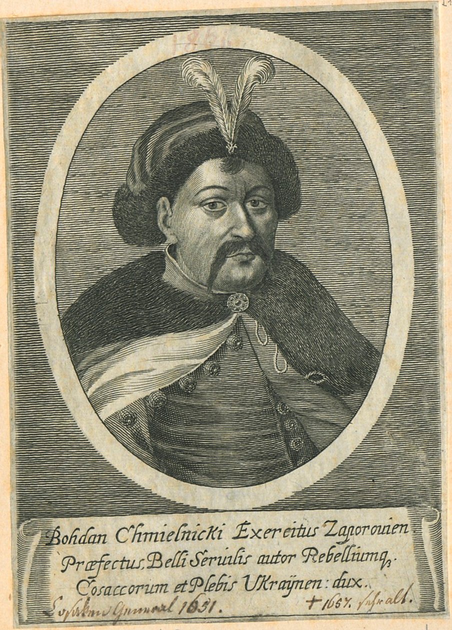 Portræt af Kosakken Hetman af Ukraine Bohdan Khmelnytsky 1595-1657 af Unbekannt