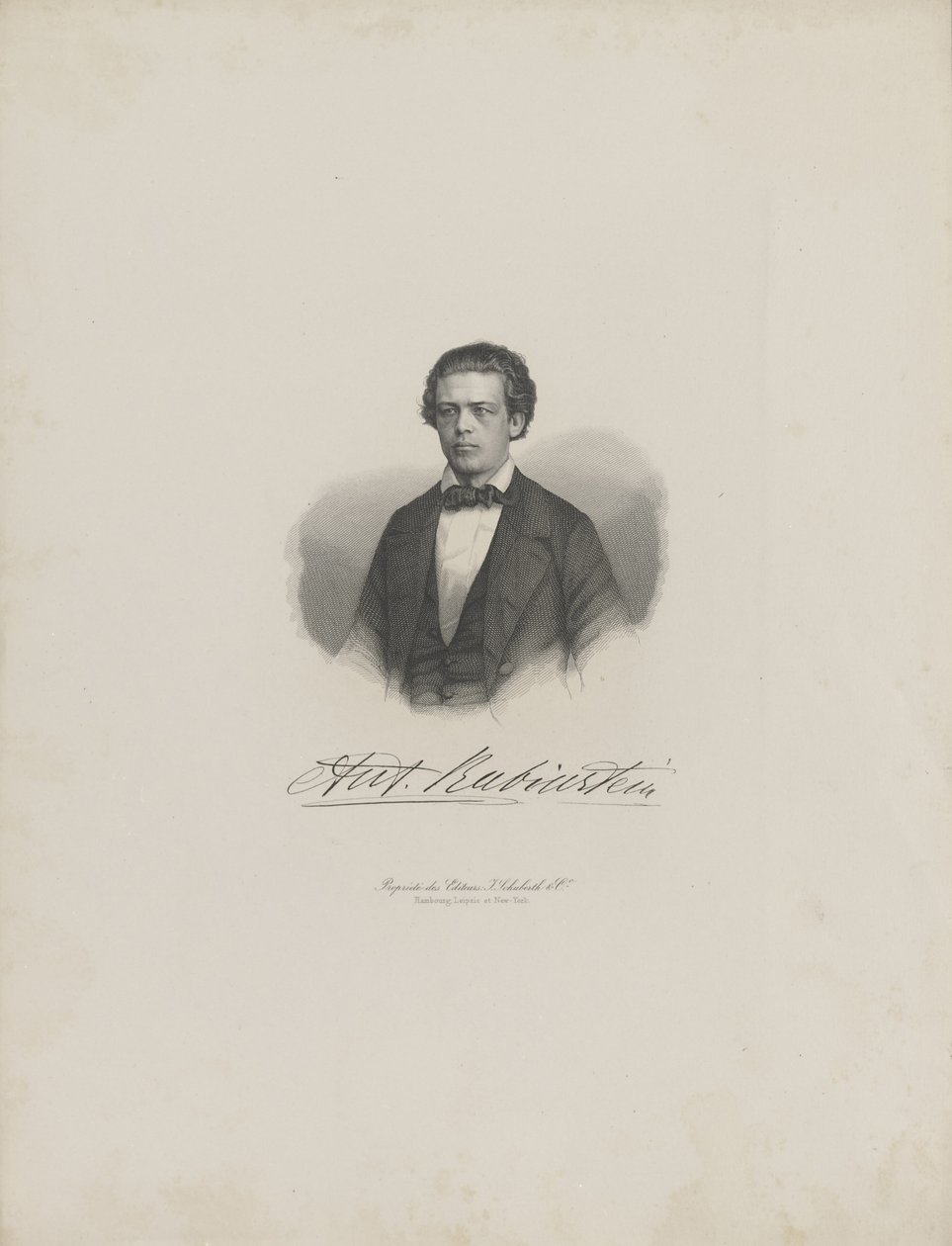 Portræt af komponisten Anton Rubinstein 1829-1894, ca. 1850. af Unbekannt