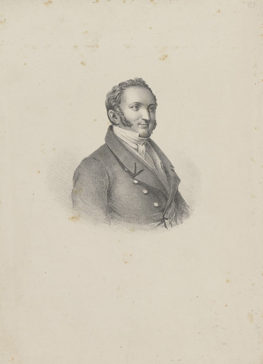Portræt af komponisten Gioachino Antonio Rossini 1792-1868, 1826. af Unbekannt