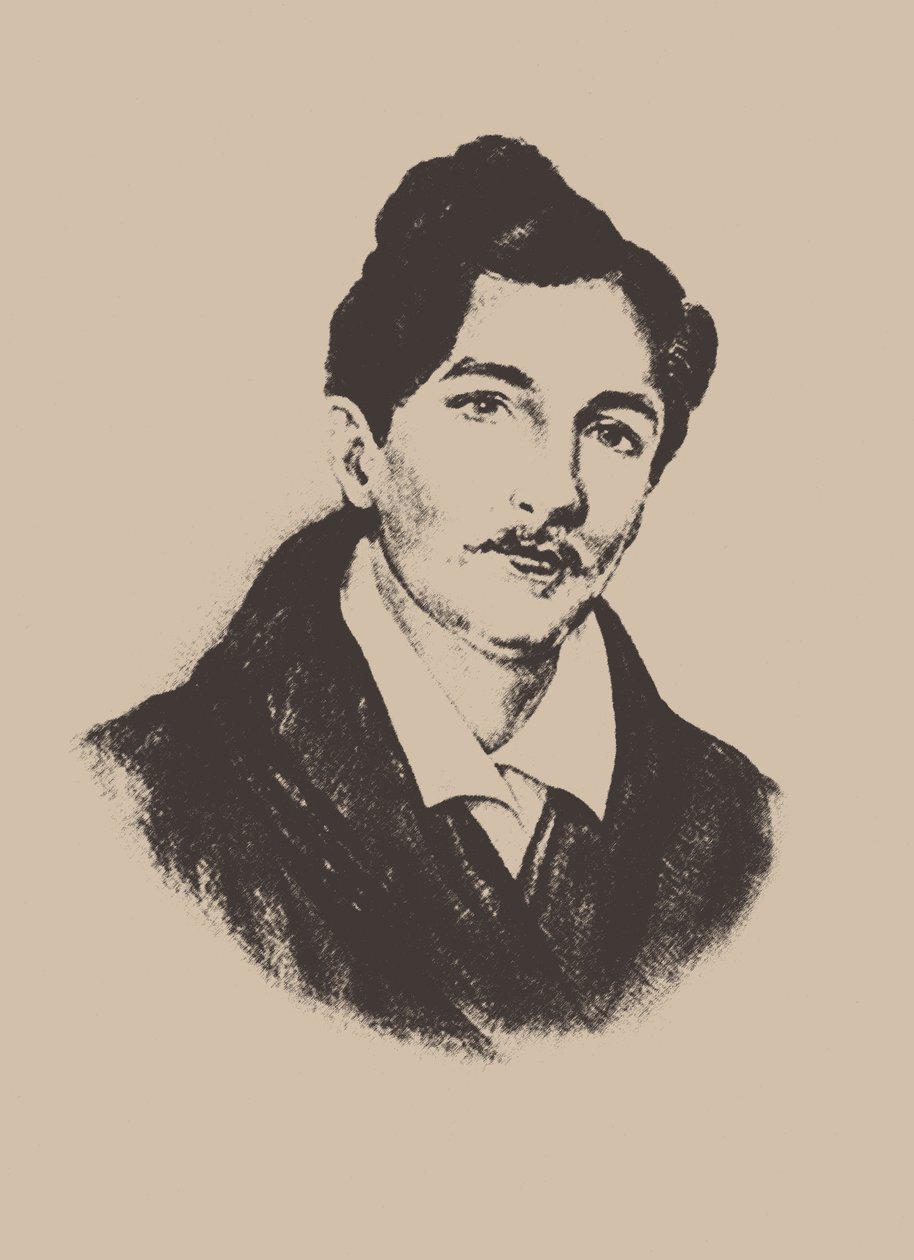 Portræt af komponisten og guitaristen Nikolai Ivanovich Alexandrov 1818-1884. af Unbekannt