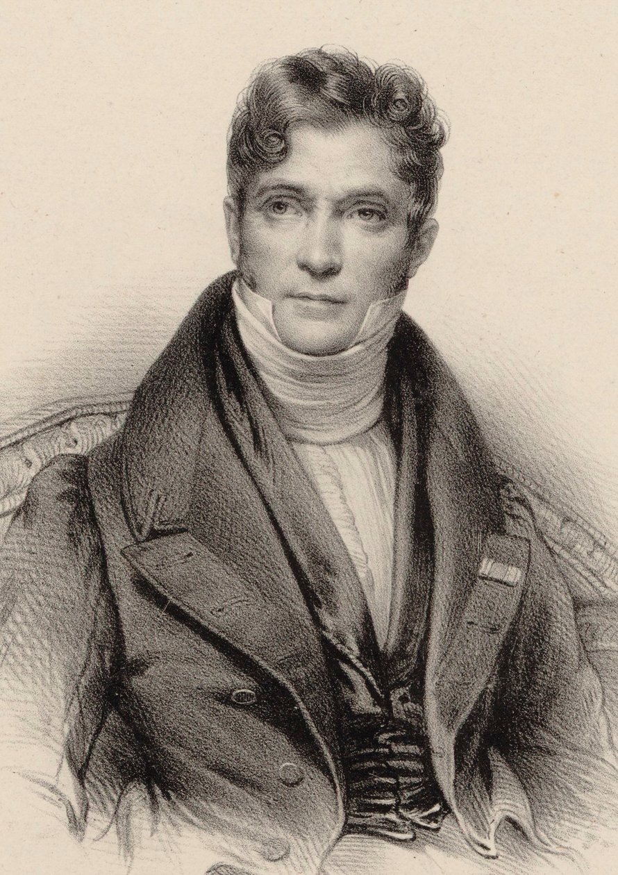Portræt af dirigenten og komponisten Gaspare Spontini 1774-1851, ca 1844. af Unbekannt