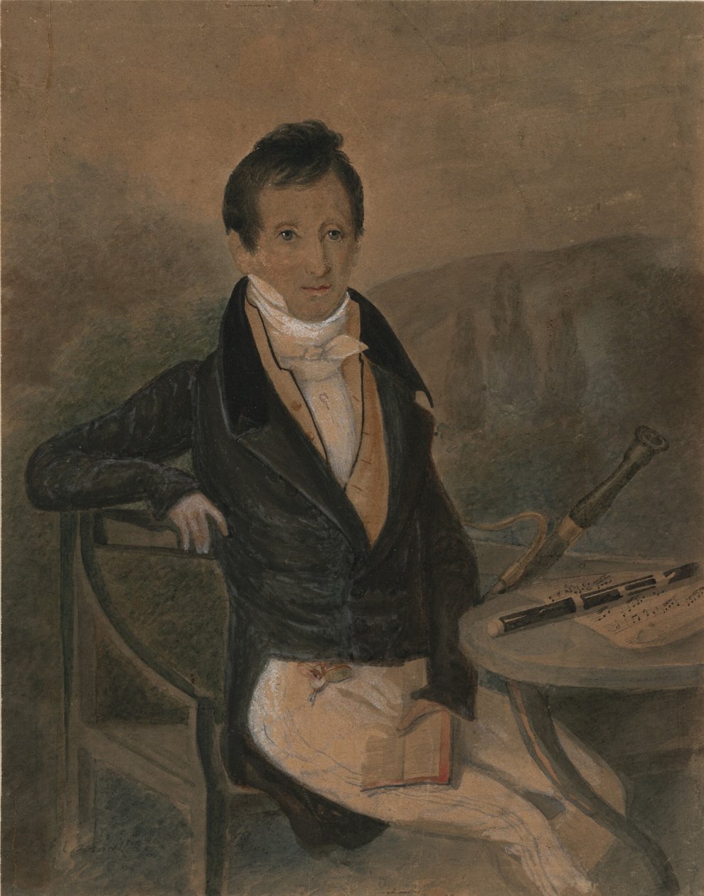Portræt af fløjtespilleren Jean-Louis Tulou 1786-1865, ca. 1840 af Unbekannt