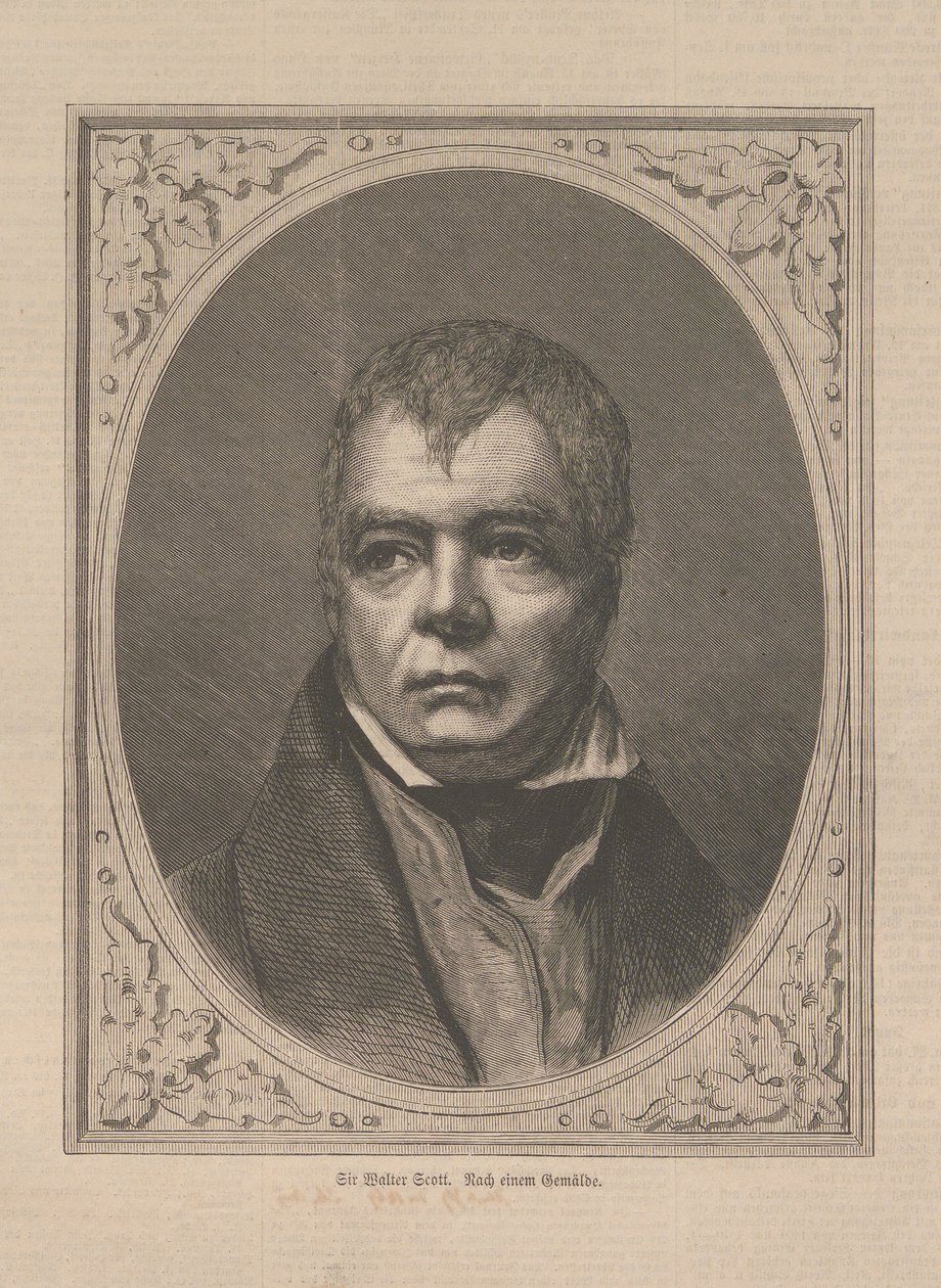 Portræt af den historiske romanforfatter og digter Sir Walter Scott 1771-1832, 1871. af Unbekannt