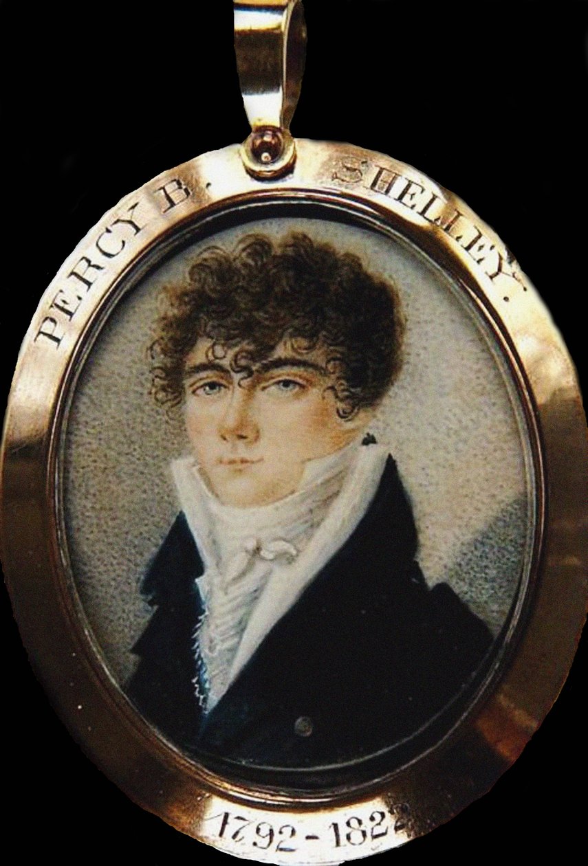 Portræt af digteren Percy Bysshe Shelley 1792-1822, ca 1825 af Unbekannt