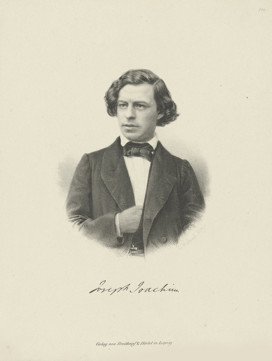 Portræt af violinisten og komponisten Joseph Joachim 1831-1907, ca 1855. af Unbekannt