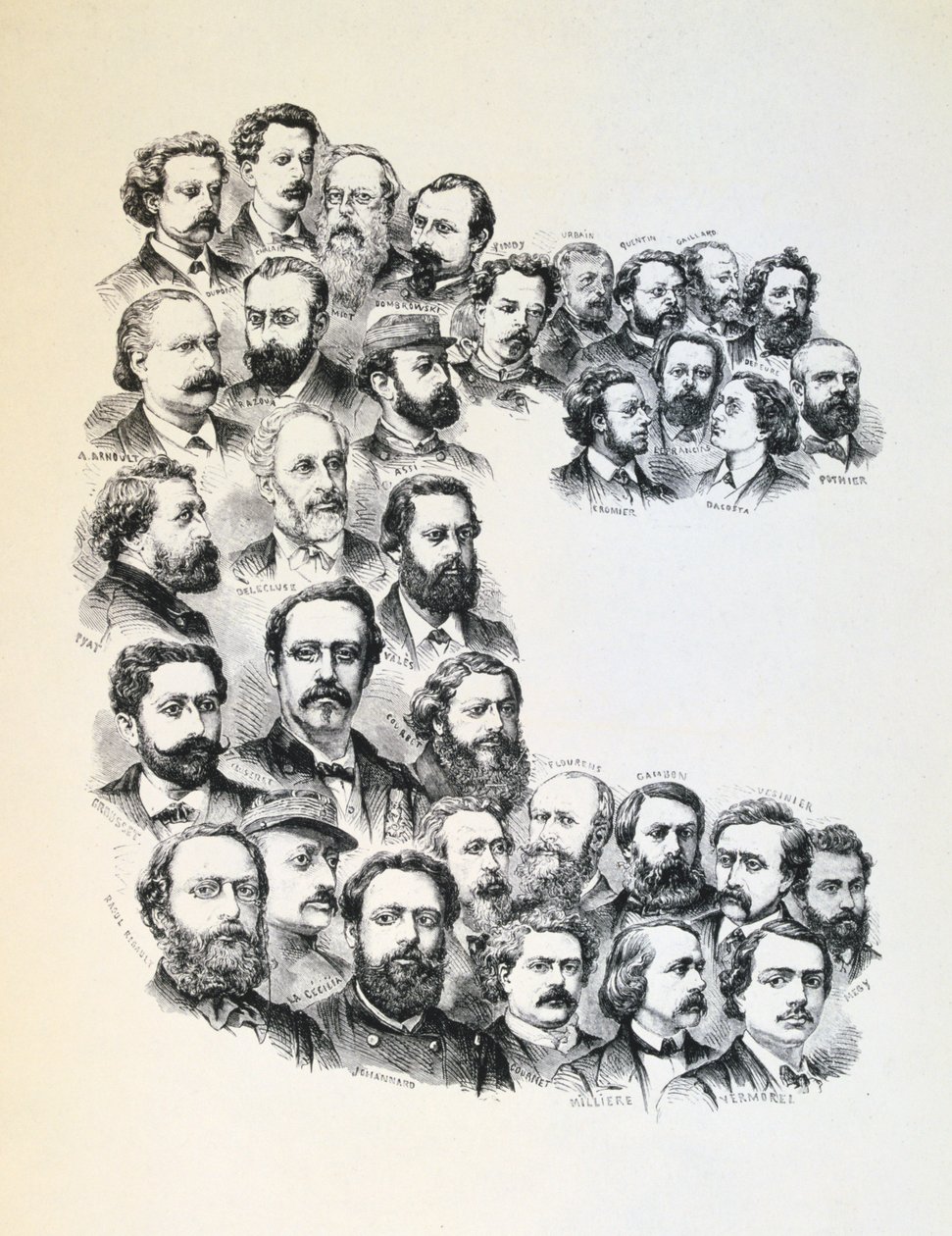 Plakat med portrætter af kommunarderne, Pariserkommunen, 1871. af Unbekannt