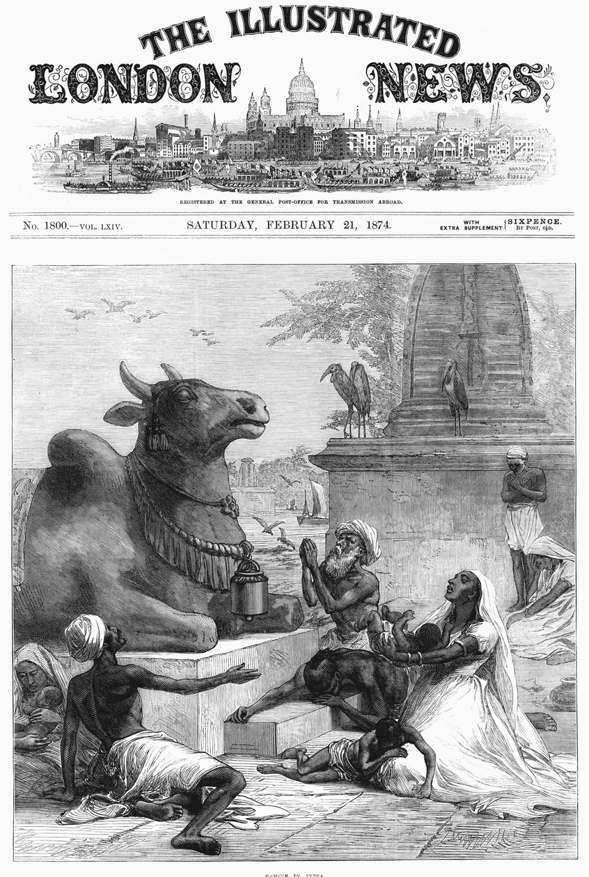 Beder til Nandi om nødhjælp fra hungersnød, Bengal, Indien, 1874 af Unbekannt