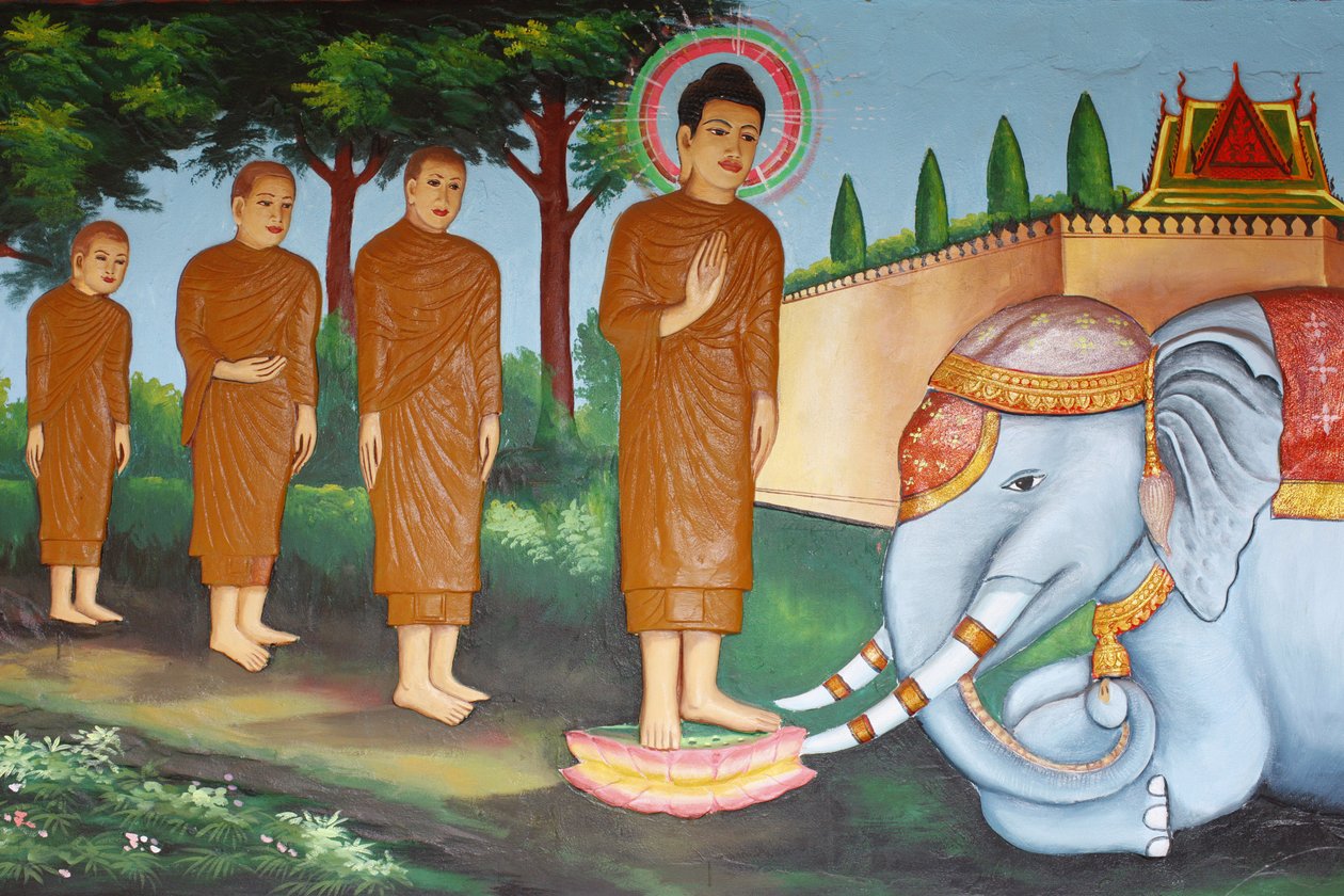 Preah Prom Rath MonasteryLife of the BuddhaEn vild elefant tæmmet af Loving-Kindness, Siem Reap, Cambodia af Unbekannt