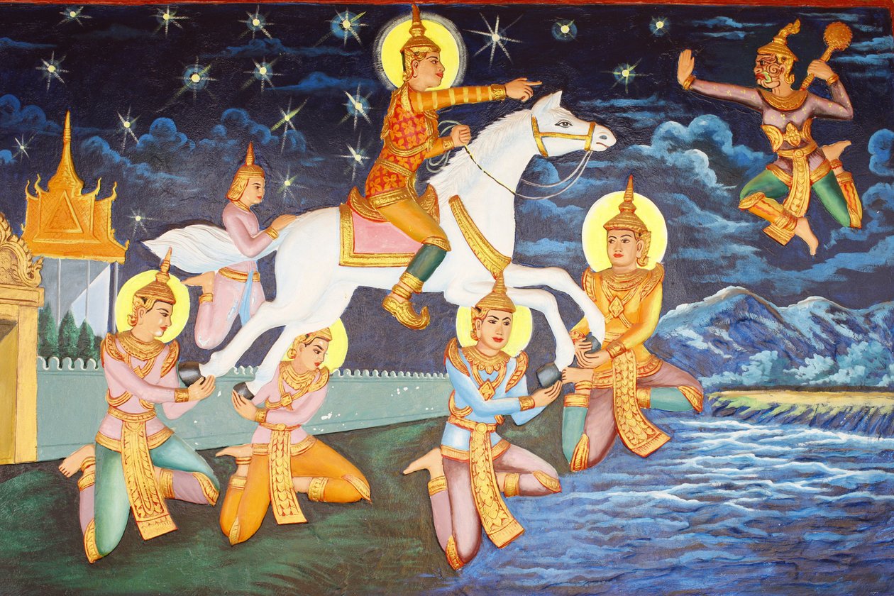 Preah Prom Rath-klosteret Sidhartha Gautama vandrede alene rundt i paladset. Den luksus, der engang havde glædet ham, virkede nu grotesk, Siem Reap, Cambodia af Unbekannt