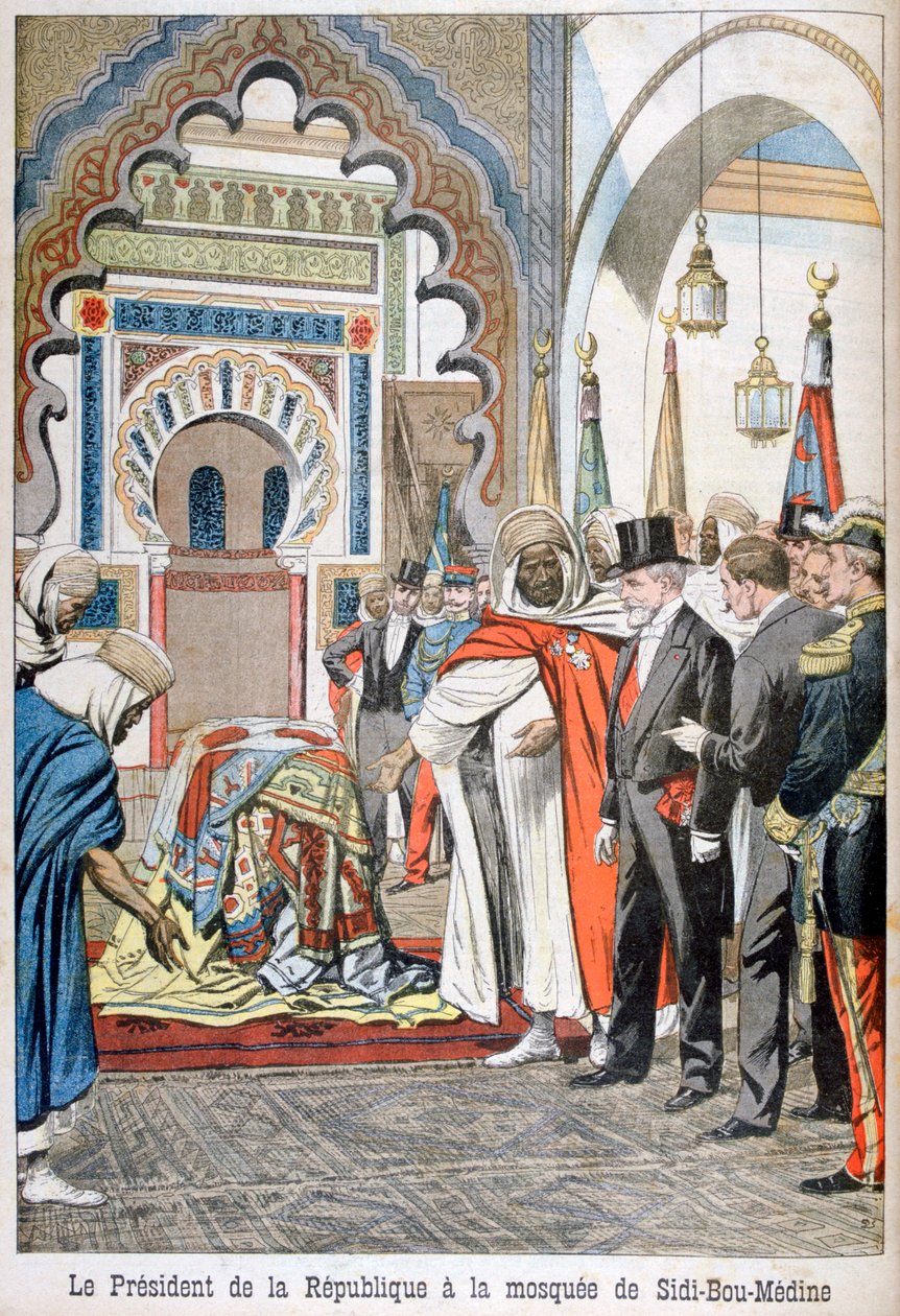 Præsident Loubet besøger moskeen Sidi Bou Medine, Tlemcen, Algeriet, 1903 af Unbekannt