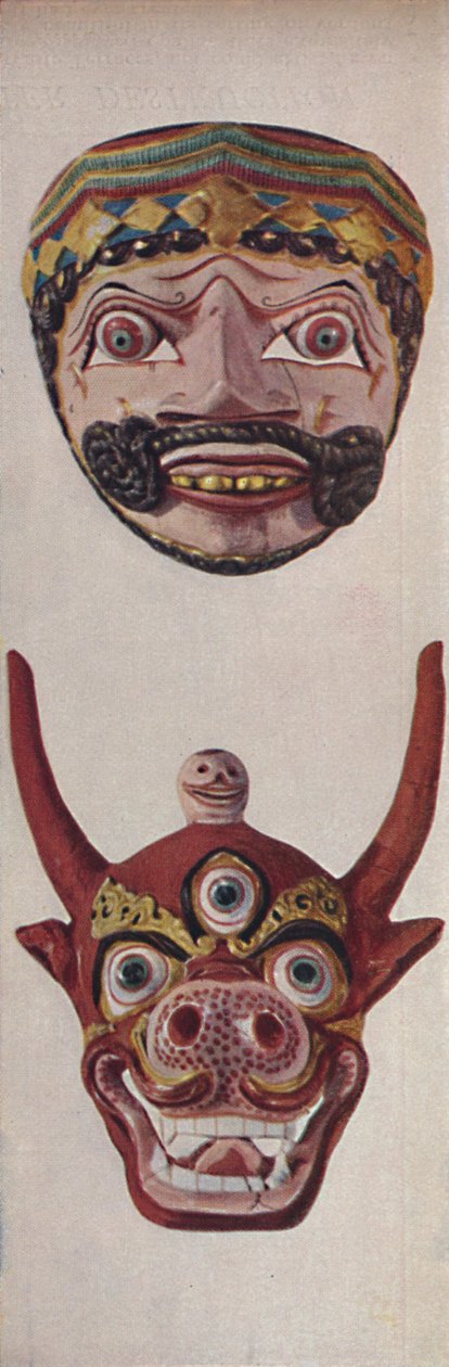 Primitive Cultures in Ritual and Festival Masks - Festival maske og ko-ansigtsmaske, c1935 af Unbekannt