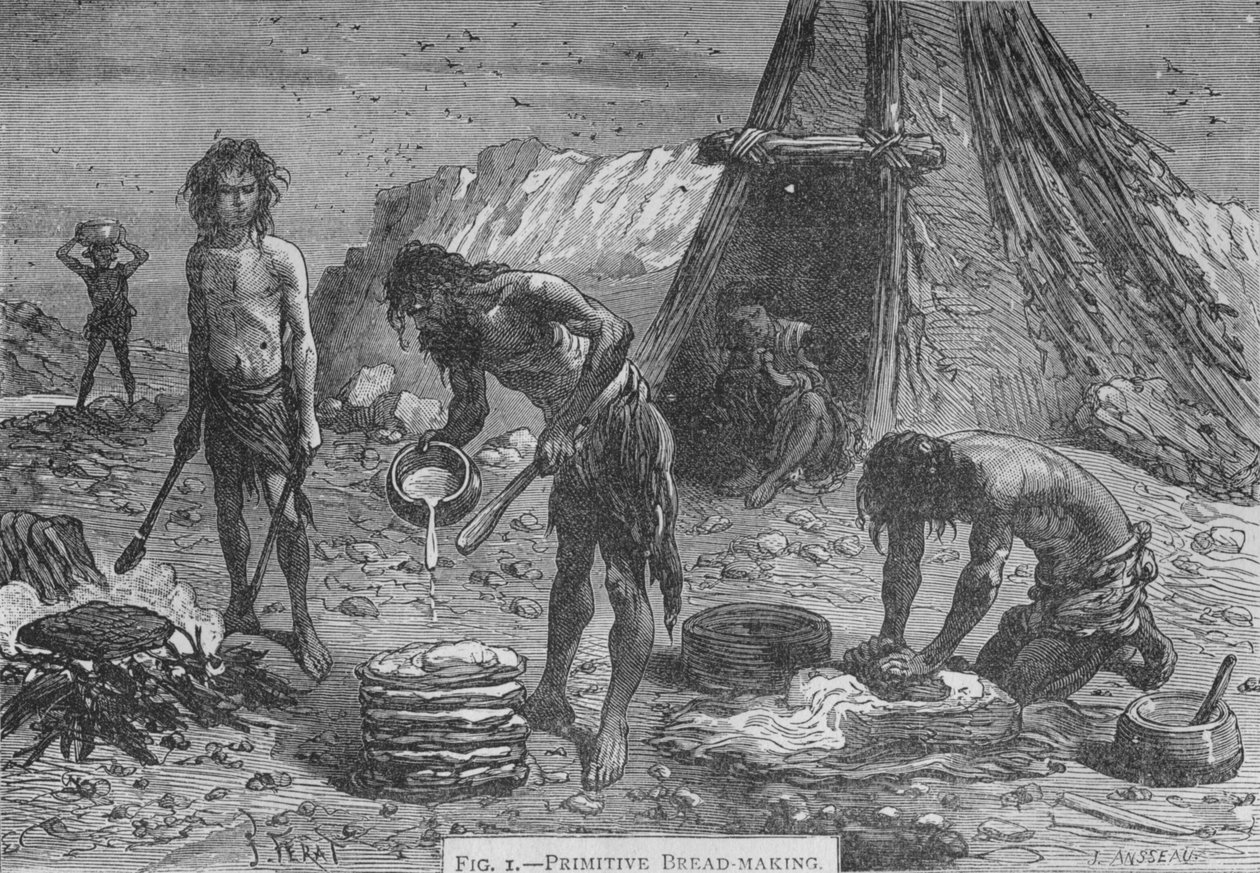 Primitiv brødfremstilling, 1894 af Unbekannt