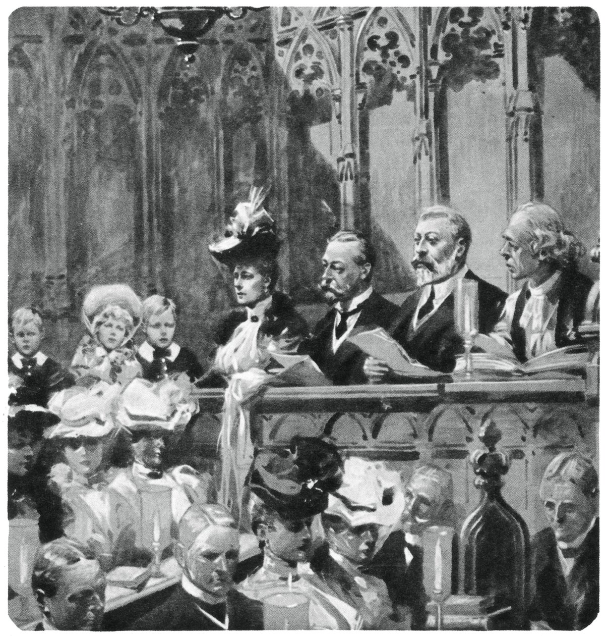 Prins Albert ved klostret taksigelse for sine forældre sikker tilbagevenden fra Indien, 1906 1937 af Unbekannt