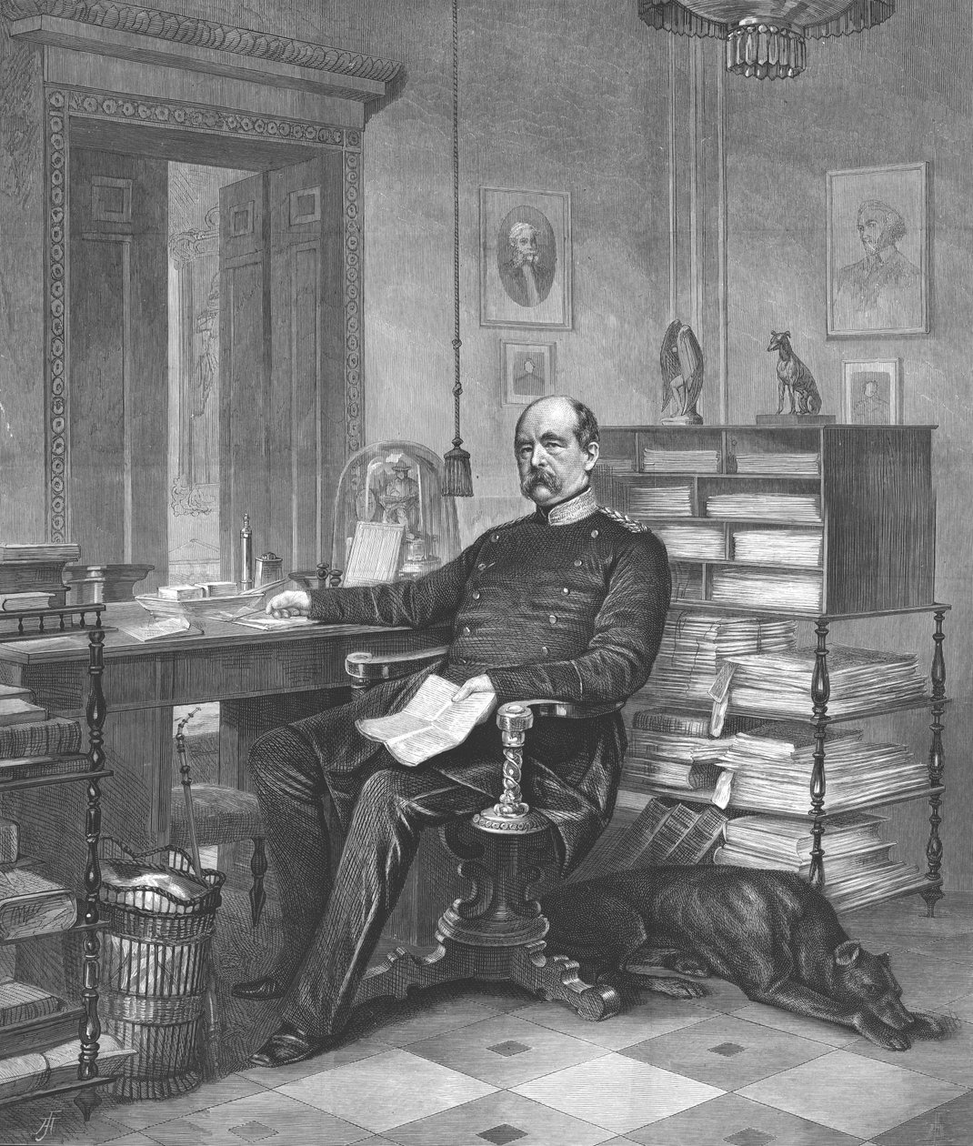 Prins Bismarck i sit studie, 1875 af Unbekannt
