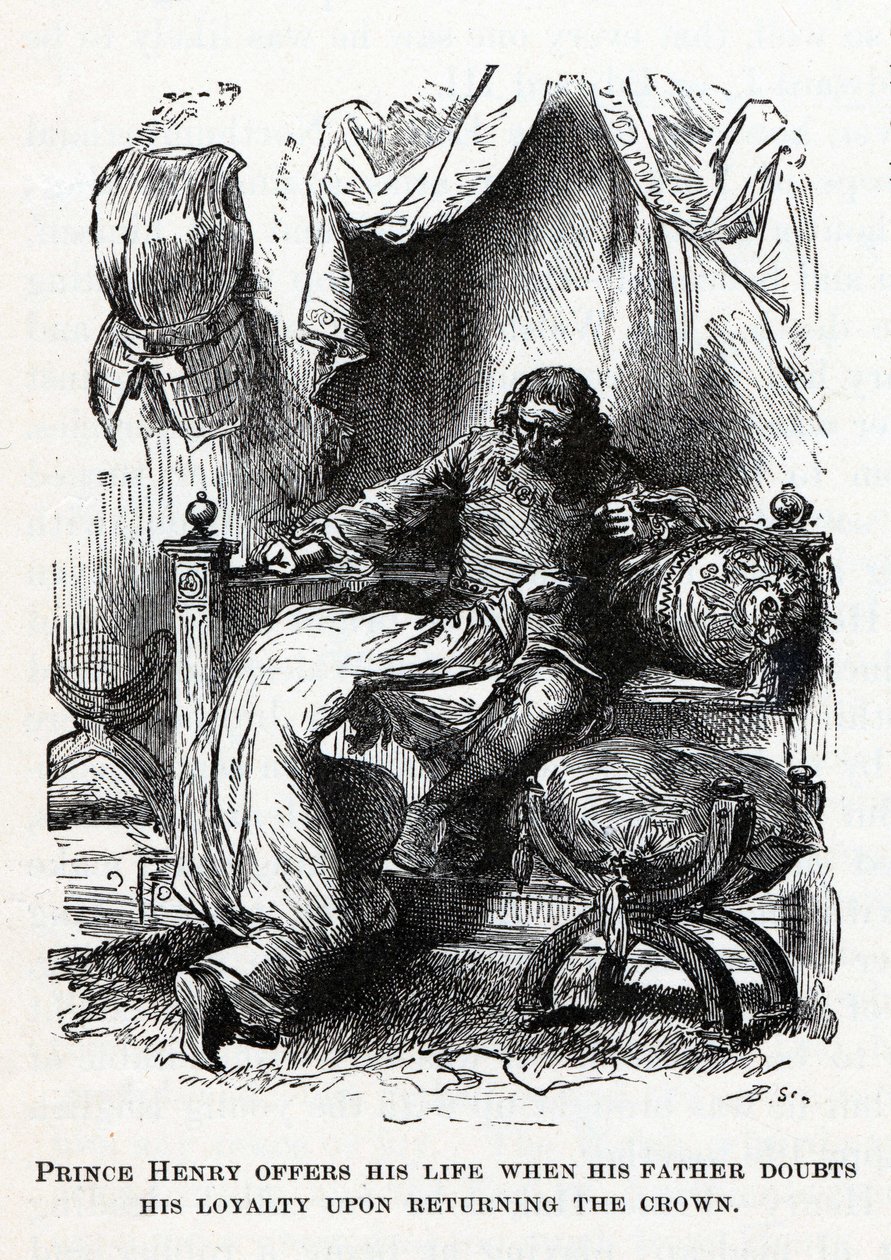 Prins Henrik ofrer sit liv, da hans far tvivler på hans loyalitet ved at returnere kronen, 1882 af Unbekannt