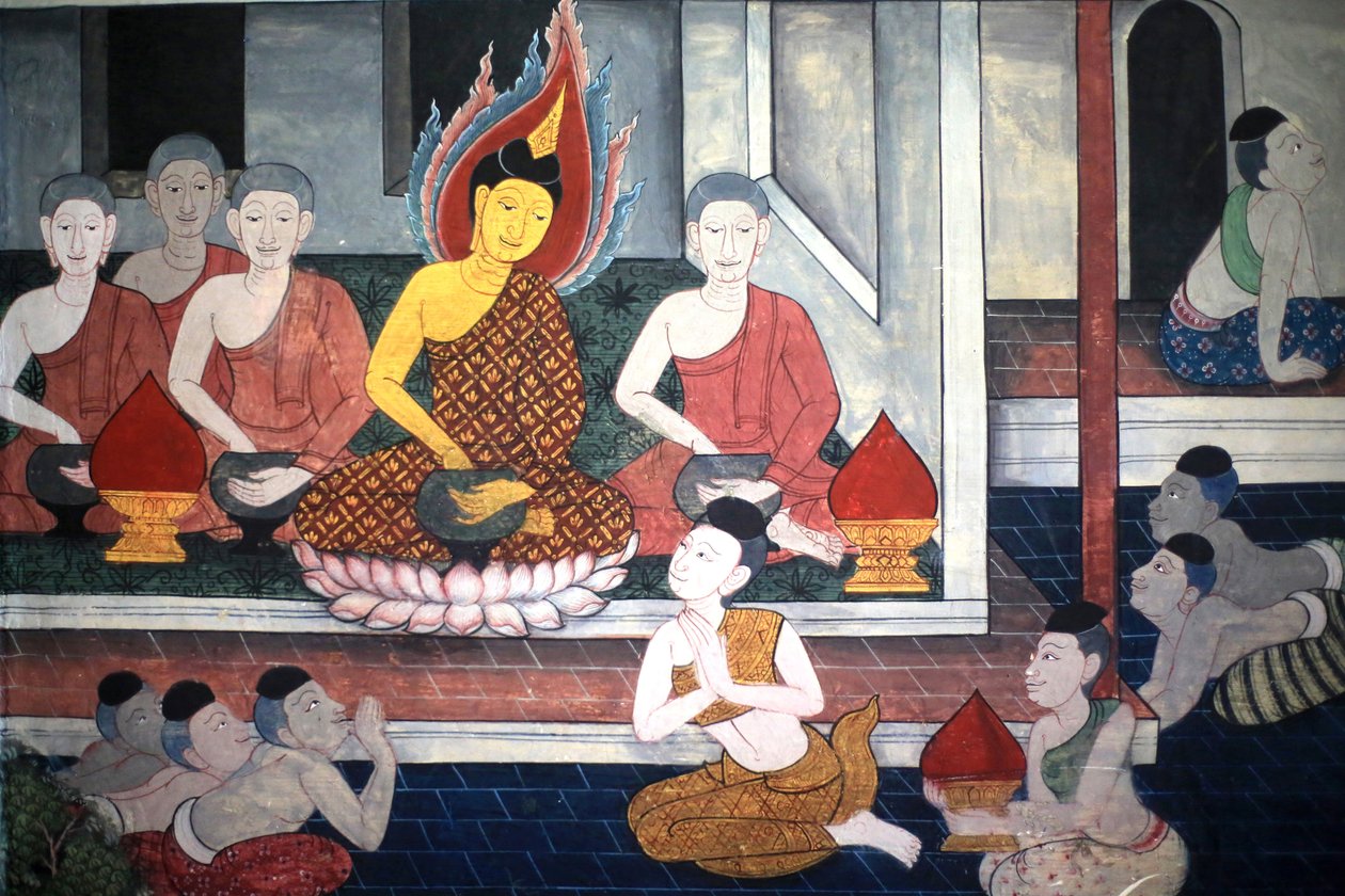 Prins Rama. Vægmaleri på indervæggene i Vihara fra kong Rama III