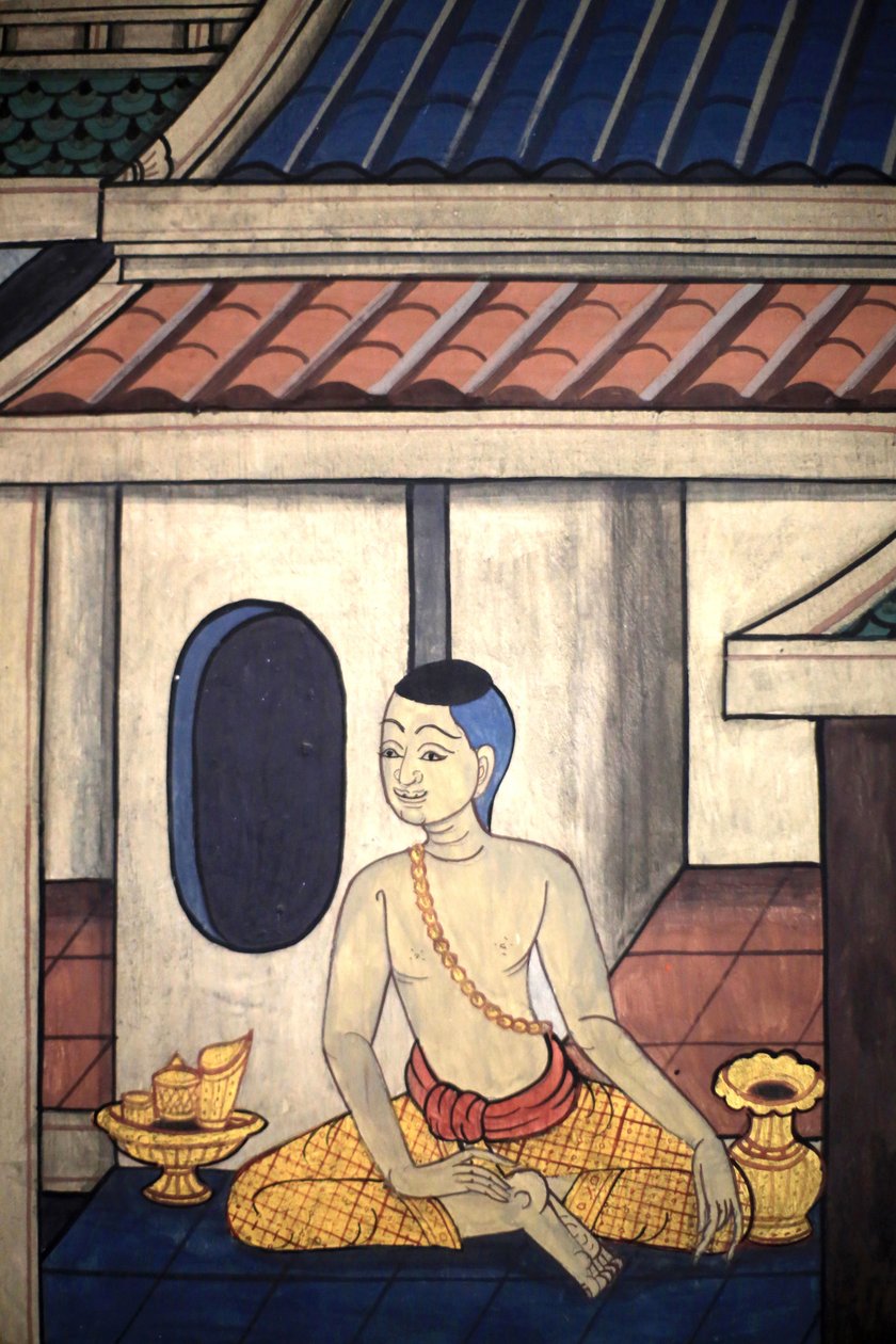 Prins Rama. Vægmaleri på indervæggene i Vihara fra kong Rama III