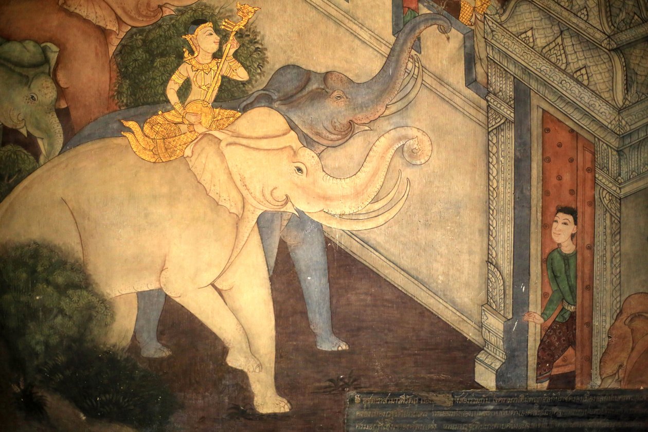 Prins Rama. Vægmaleri på indervæggene i Vihara fra kong Rama III