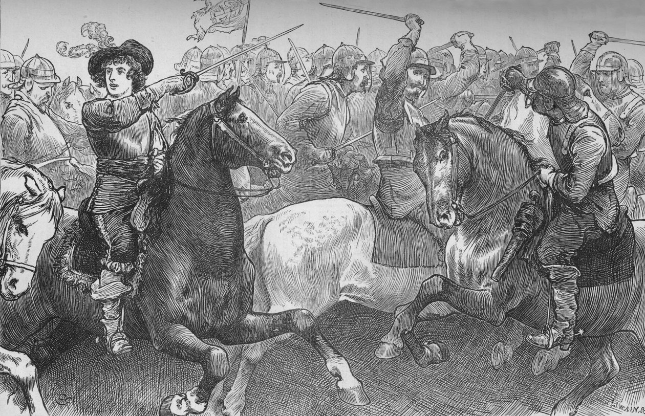 Prins Rupert ved Edgehill, 23. oktober 1642, c1880 af Unbekannt