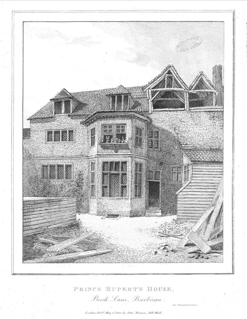 Prince Ruperts House, Beech Lane, Barbican, 1800 af Unbekannt