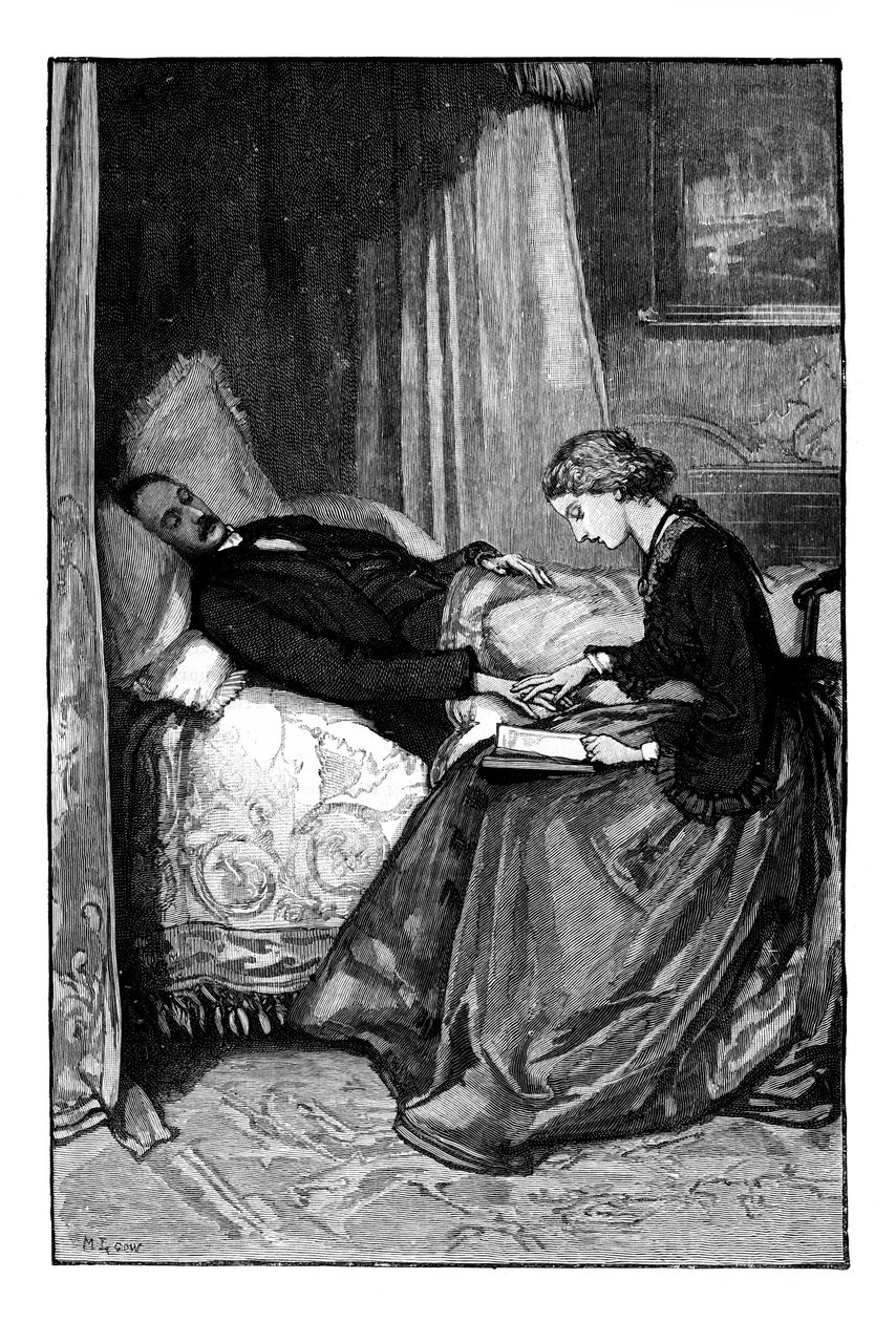 Prinsesse Alice læser for sin far, Prins Albert, omkring 1850