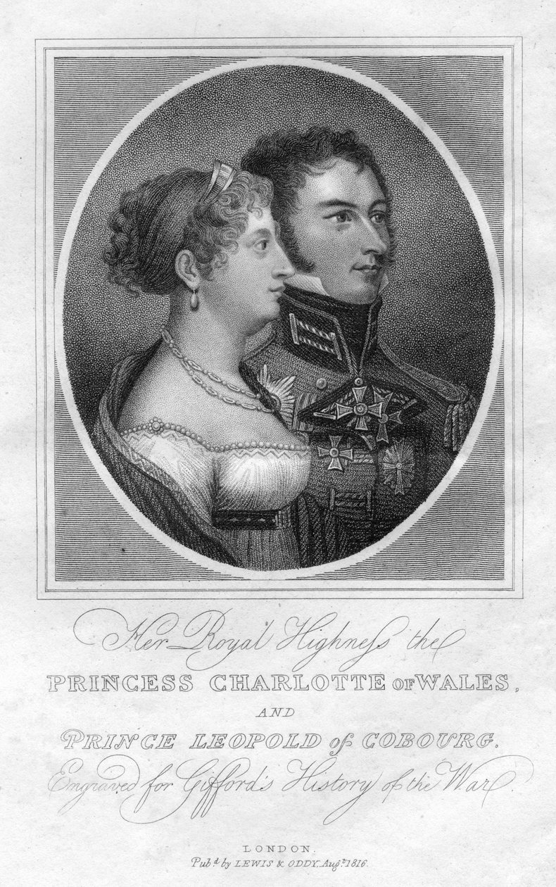 Prinsesse Charlotte af Wales og Prins Leopold af Saxe-Coburg, 1816 af Unbekannt