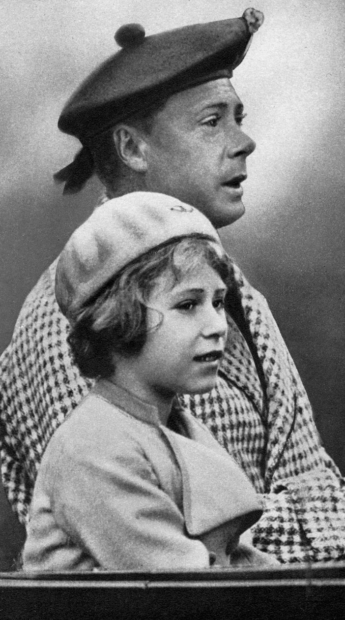 Prinsesse Elizabeth med sin onkel David, c1936 af Unbekannt
