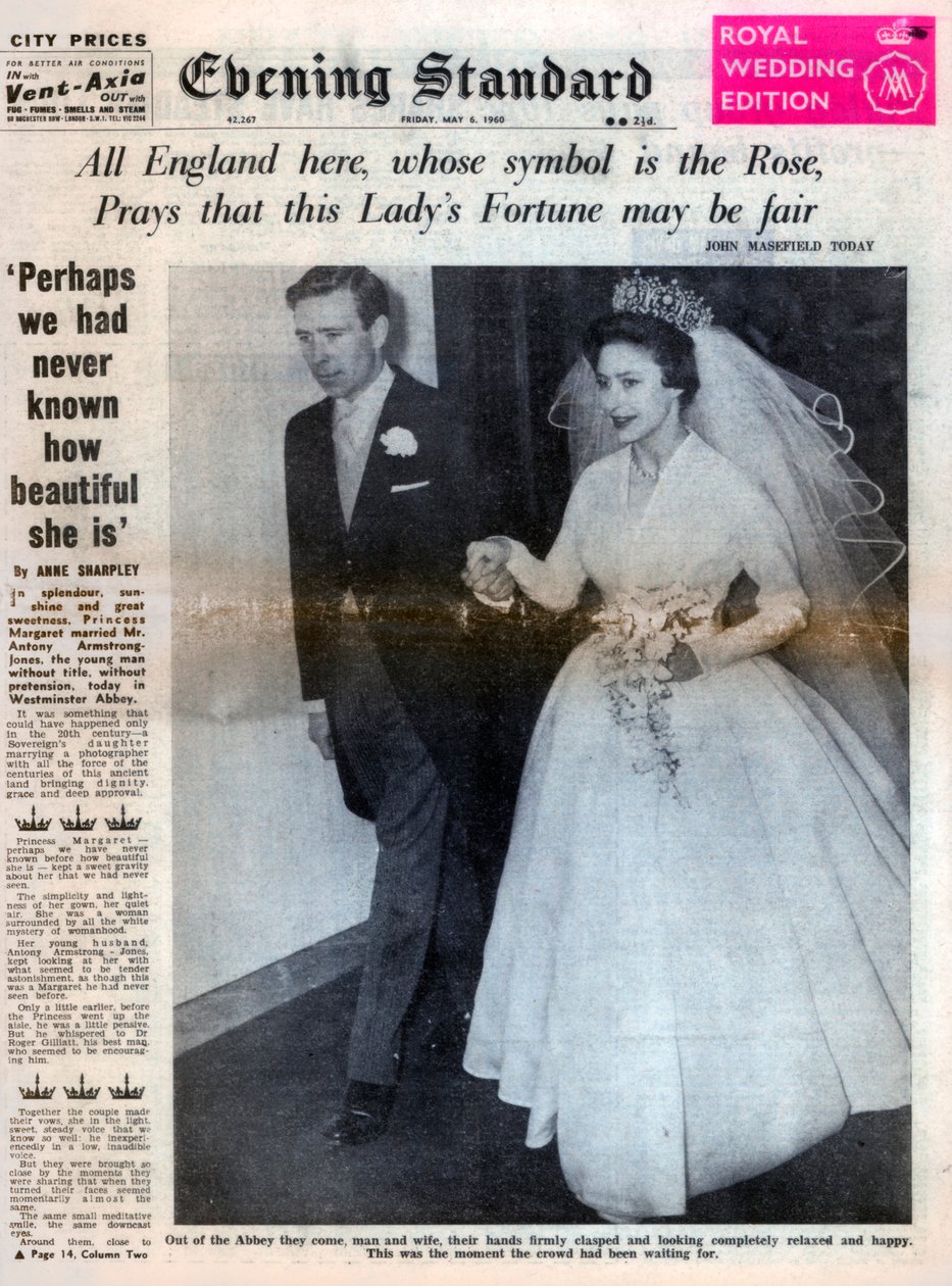 Prinsesse Margaret blev gift med Antony Armstrong-Jones den 6. maj 1960 af Unbekannt