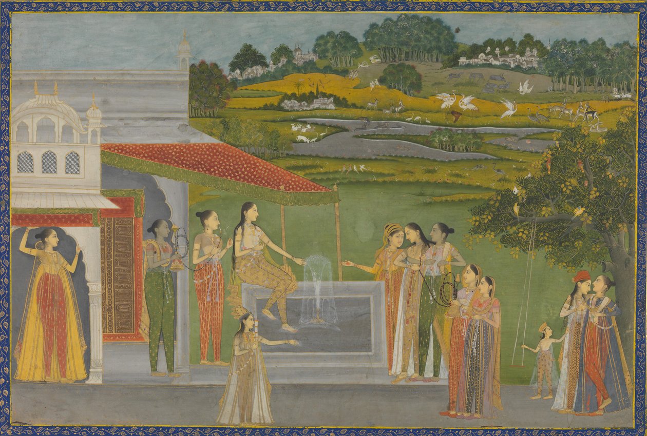 Prinsesser samles ved et springvand, ca. 1770. af Unbekannt