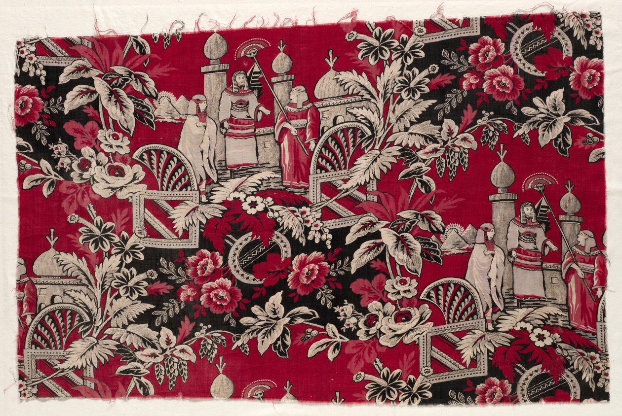 Trykt bomuld med egyptisk scene, 1800-tallet. af Unbekannt