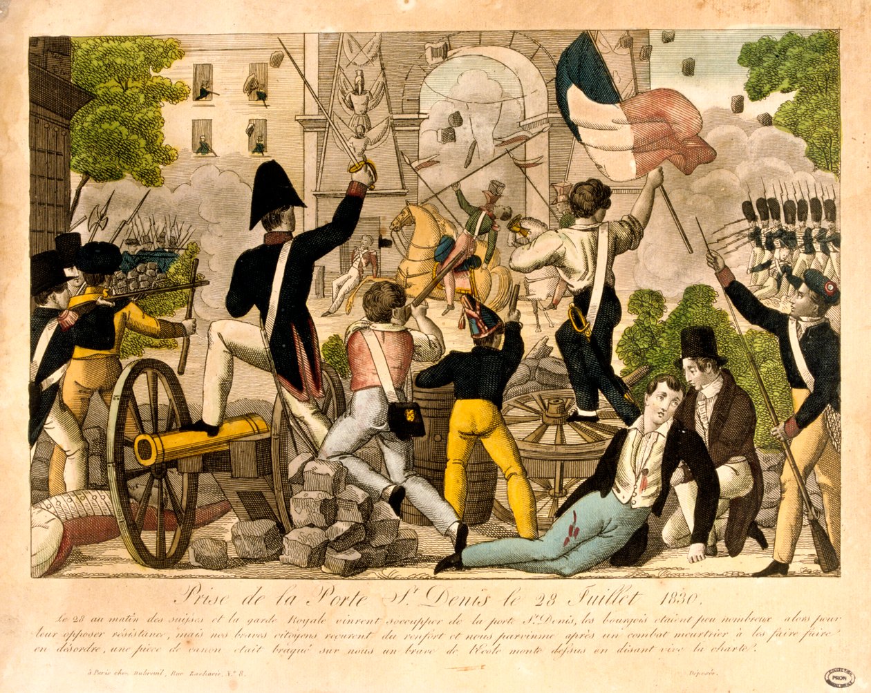 Stormning af Porte St Denis den 28. juli 1830, revolutionen i 1830, Paris af Unbekannt
